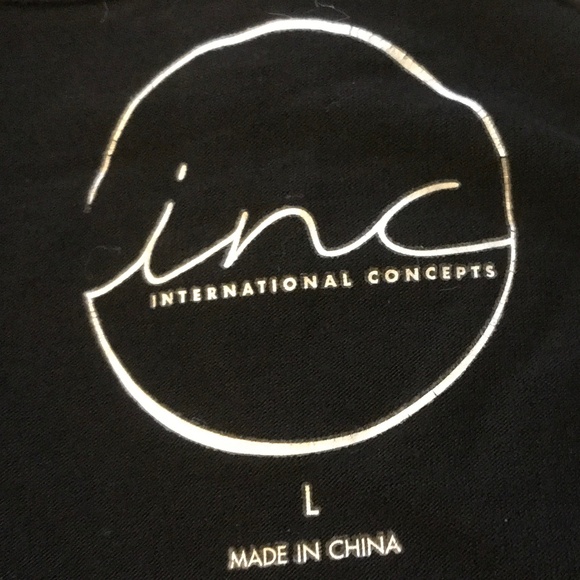 Sparkly INC sequin-striped black on black long sleeve boat neck top (L) - Picture 2 of 13